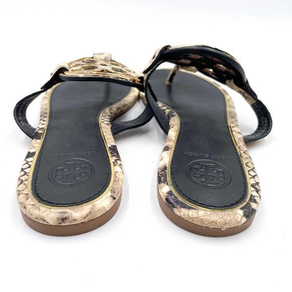 SOLD-Tory Burch Metal Miller Snake Print Sandals - Picture 6 of 8